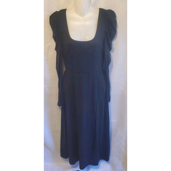 WAYF Maxi Long Sleeve Dress Sz Sm Black Puff Sleeve Witchy Peasant Goth Soft - Picture 1 of 13